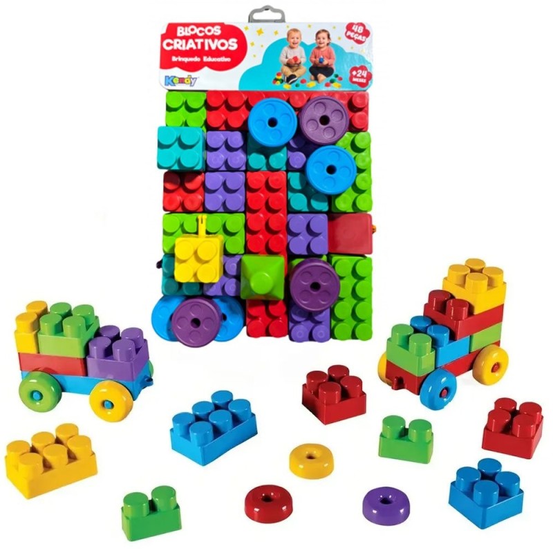 Brinquedo Criativo Blocos De Montar Infantil Com 48 Peças