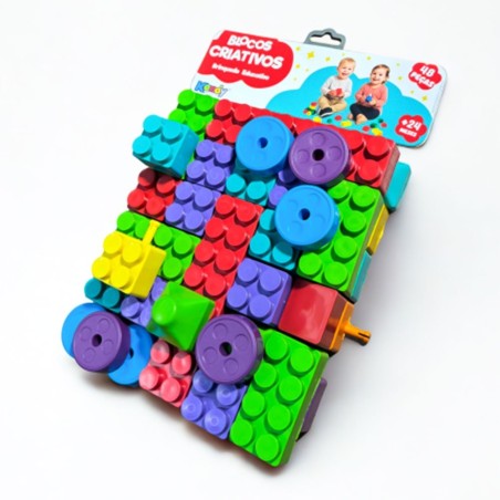 Brinquedo Criativo Blocos De Montar Infantil Com 48 Peças