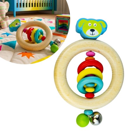 Chocalho Infantil Em Madeira Premium Montessori Educacional