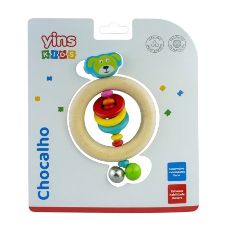 Chocalho Infantil Em Madeira Premium Montessori Educacional 2
