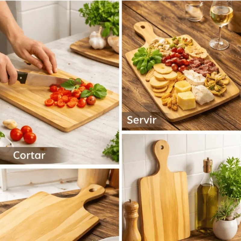 Tábua De Corte Cozinha Multiuso N 2 Em Madeira Tadicional 32Cm