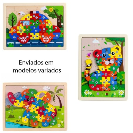 Quebra Cabeça De Madeira Brinquedo Infantil Tridimensional