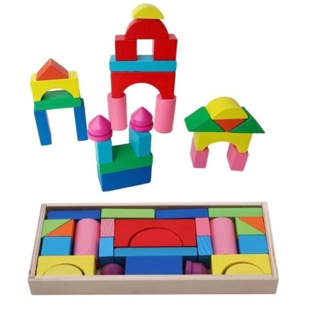 Brinquedo Blocos De Montar Construção Em Madeira Educativo Montessori