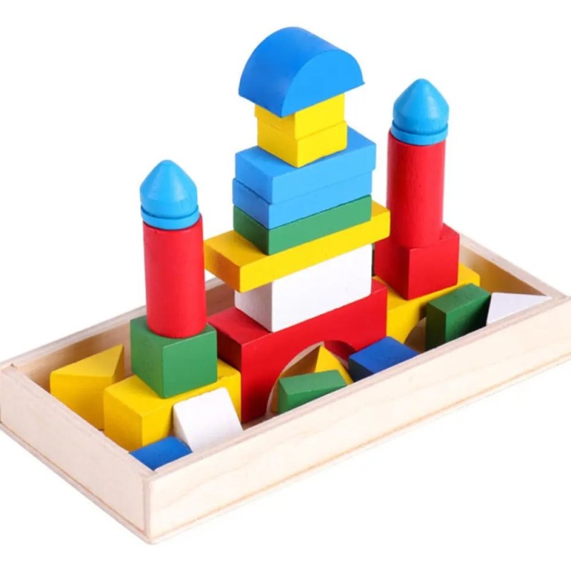 Brinquedo Blocos De Montar Construção Em Madeira Educativo Montessori