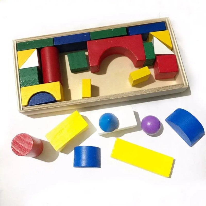 Brinquedo Blocos De Montar Construção Em Madeira Educativo Montessori
