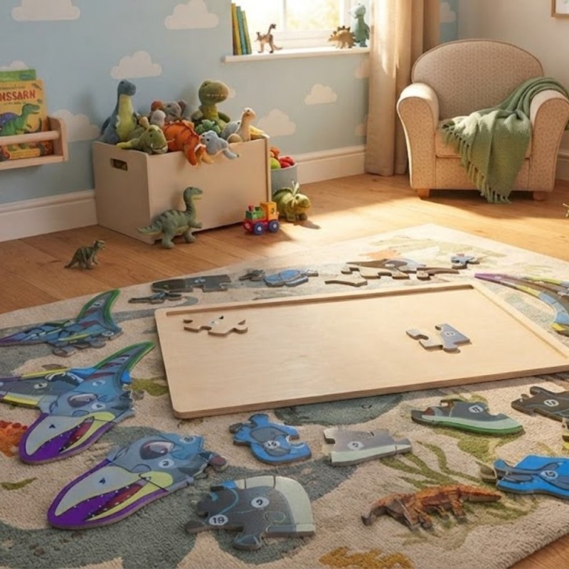 Quebra Cabeça Dinossauros Montessori Grande Em Madeira Educativo