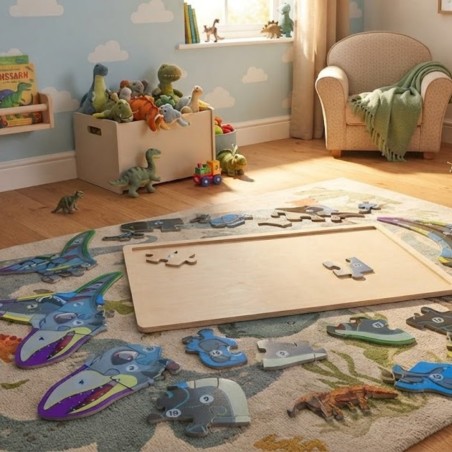 Quebra Cabeça Dinossauros Montessori Grande Em Madeira Educativo