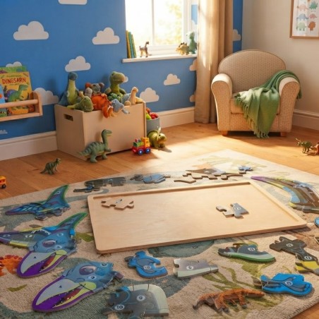 Quebra Cabeça Dinossauros Montessori Grande Em Madeira Educativo