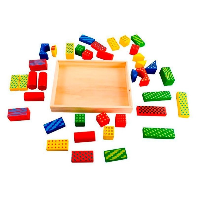 Brinquedo Blocos De Montar Construção Em Madeira Montessori 38 Peças