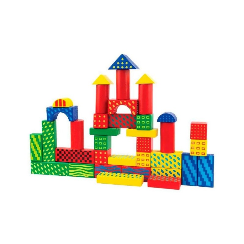 Brinquedo Blocos De Montar Construção Em Madeira Montessori 38 Peças