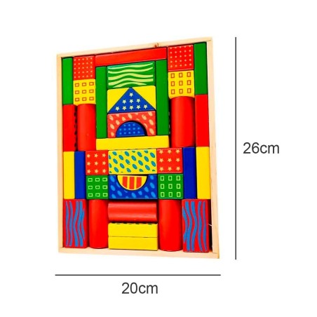 Brinquedo Blocos De Montar Construção Em Madeira Montessori 38 Peças