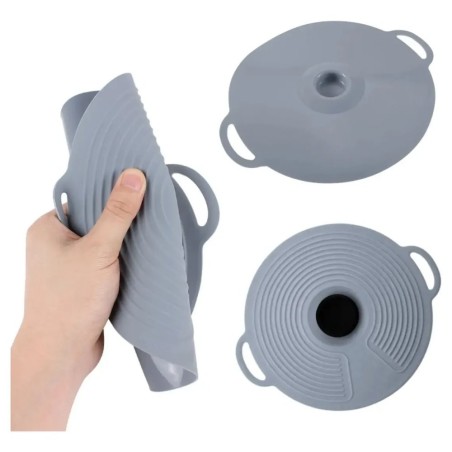Tampa De Panela Em Silicone Com Vedação Pegador E Alça 22cm