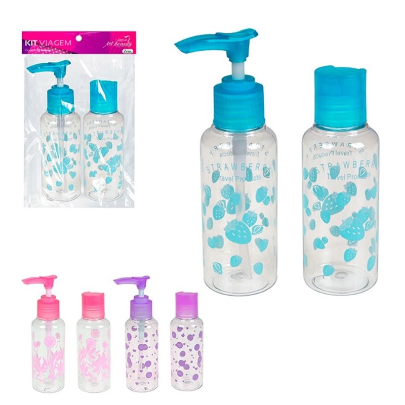 Kit Frascos De Viagem 2 Peças Plástico Transparente 100ml