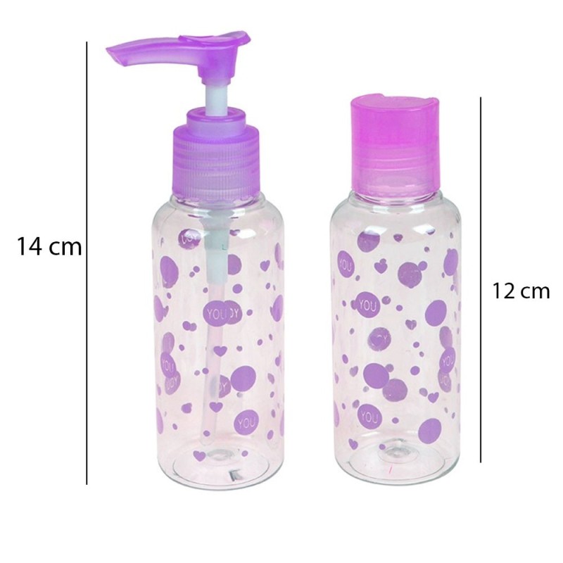 Kit Frascos De Viagem 2 Peças Plástico Transparente 100ml