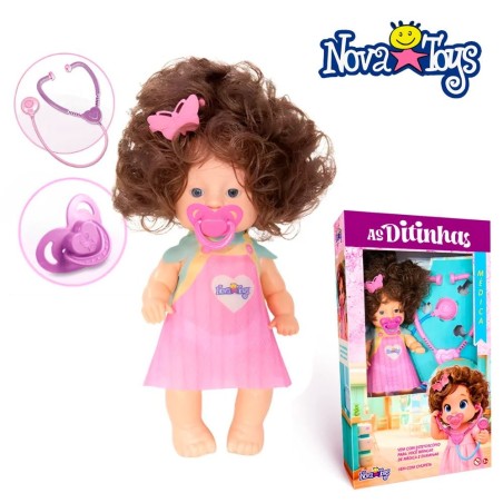 Boneca Ditinha Médica Com 2 Acessórios Em Vinil Brinquedo Infantil