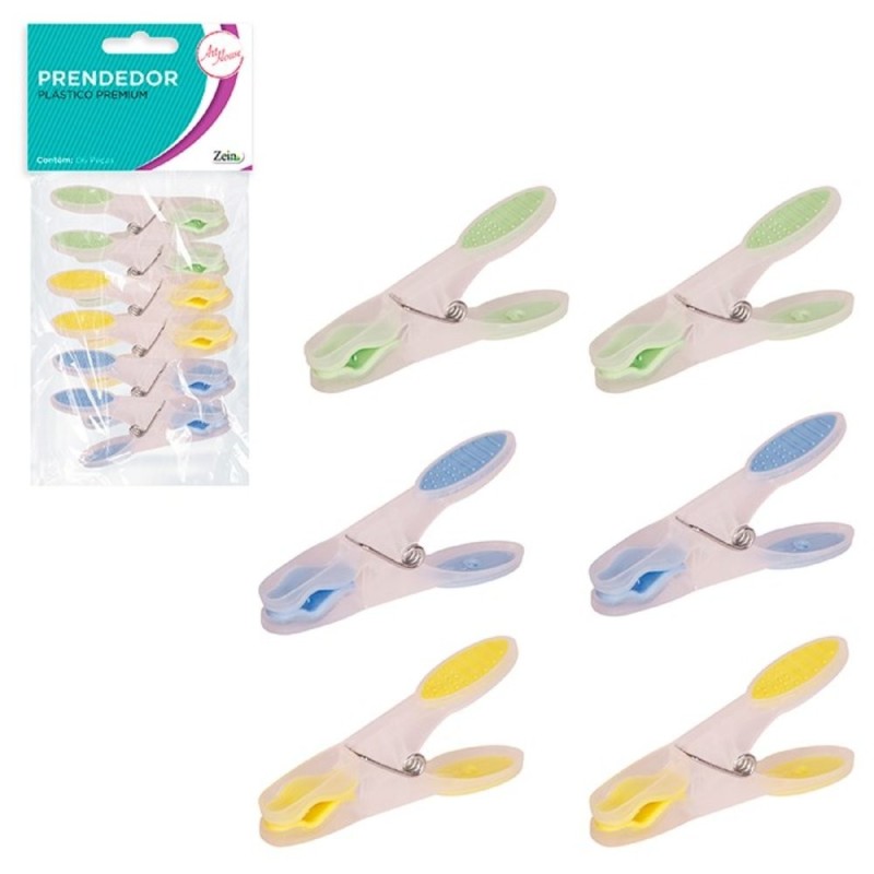 Kit 6 Prendedores Pregadores De Roupa Plástico Premium 8cm