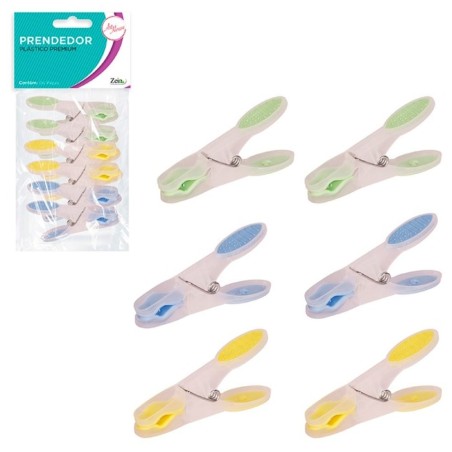 Kit 6 Prendedores Pregadores De Roupa Plástico Premium 8cm