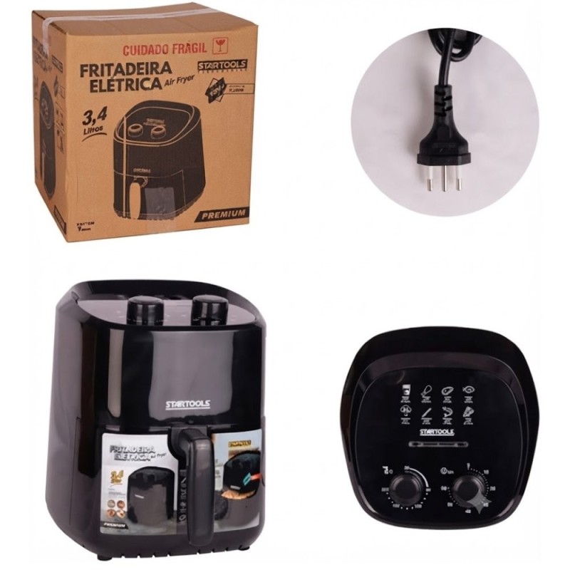 Air Fryer Startools Sem Óleo Premium 3,4 Litros 127 V Preta 1200 W