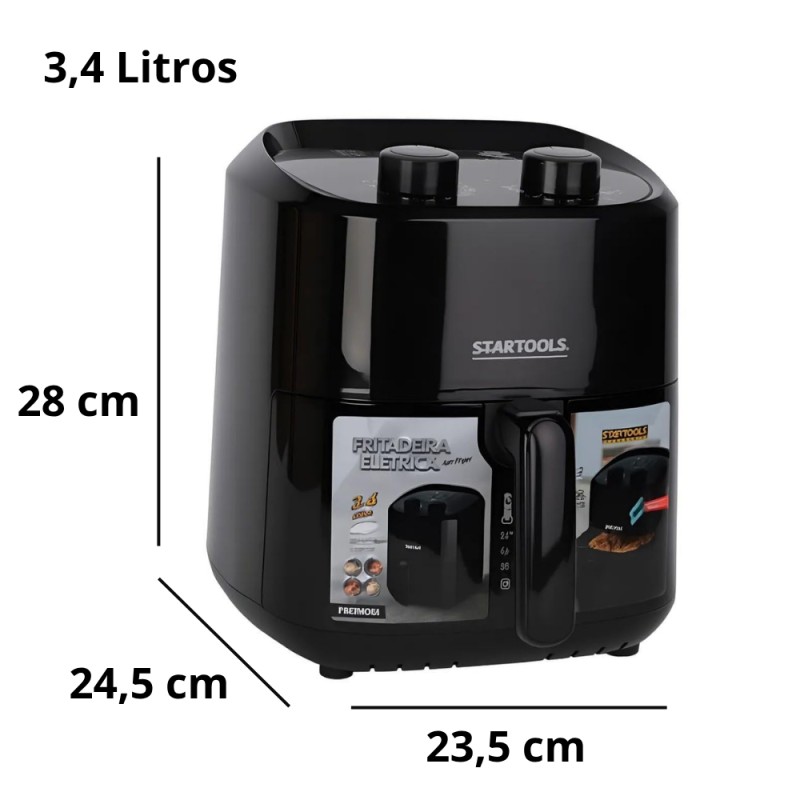Air Fryer Startools Sem Óleo Premium 3,4 Litros 127 V Preta 1200 W