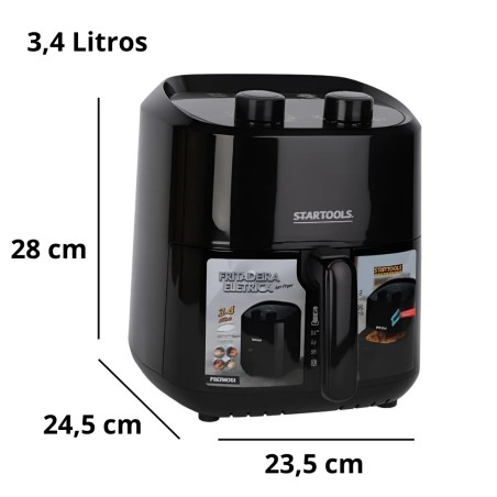Air Fryer Startools Sem Óleo Premium 3,4 Litros 127 V Preta 1200 W