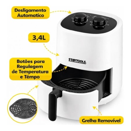 Air Fryer Startools Sem Óleo Premium 3,4 Litros 127 V Branca 1200 W 2