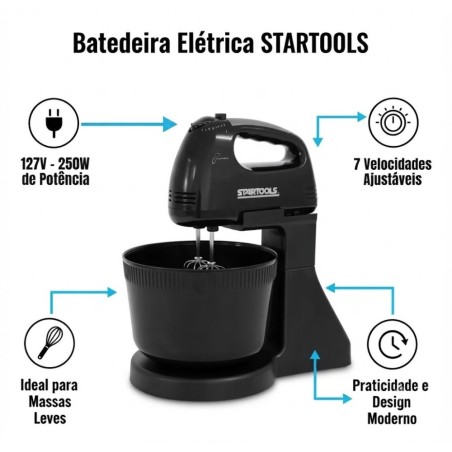 Batedeira Elétrica 2L Startools Pedestal 7 Velocidades 127 V 2