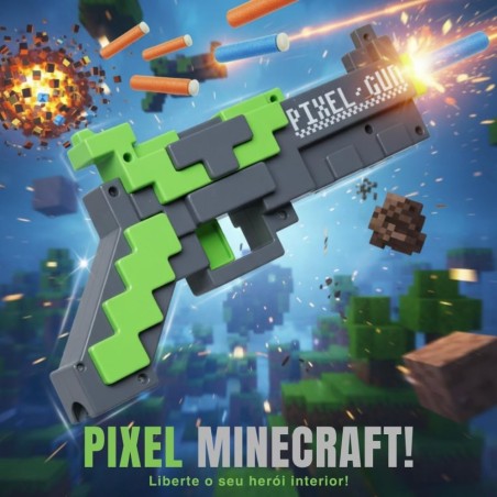 Brinquedo Pistola Pixel Gun Arminha Lança Dardos Minecraft