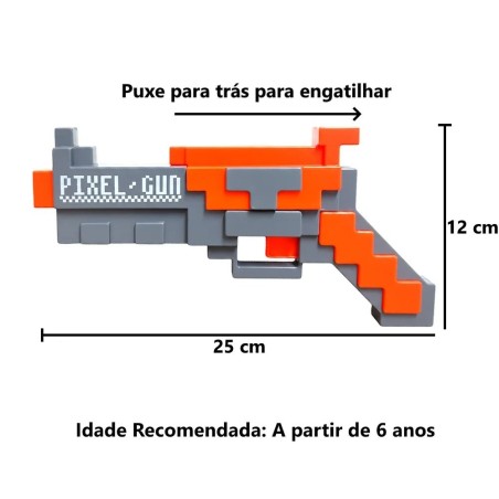 Brinquedo Pistola Pixel Gun Arminha Lança Dardos Minecraft