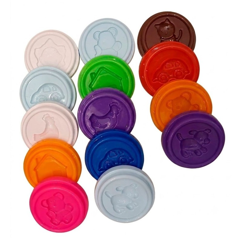 Kit Massinha Pula Pula Colorida Com Molde Animais No Pote 2 Peças 25g