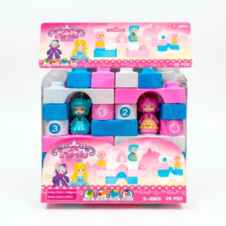 Brinquedo Blocos De Montar Blocão Infantil Princesas 29 Peças