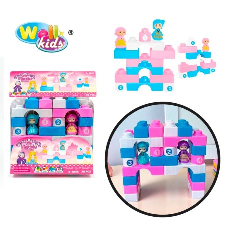 Brinquedo Blocos De Montar Blocão Infantil Princesas 29 Peças