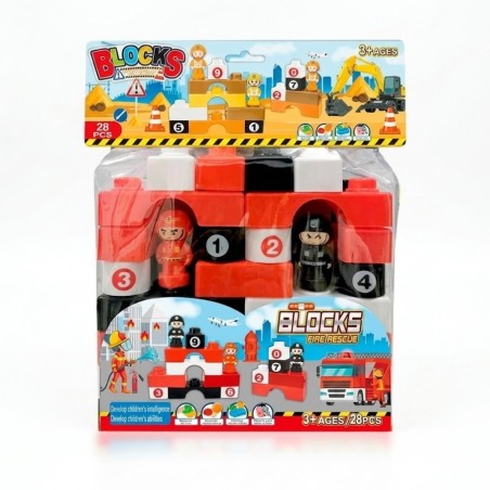 Brinquedo Blocos De Montar Blocão Infantil Bombeiros 29 Peças