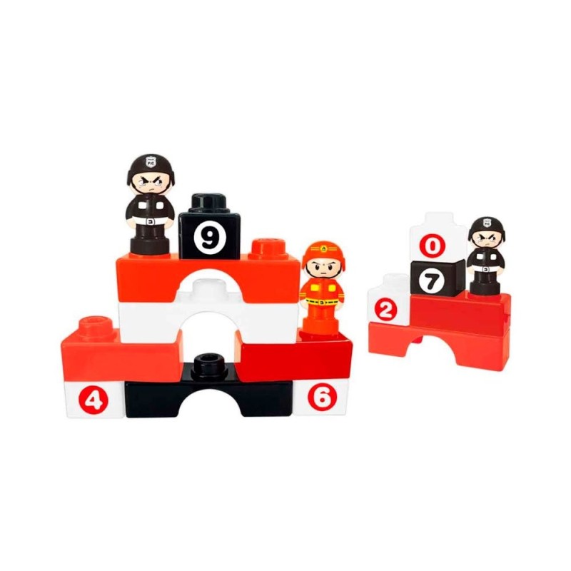 Brinquedo Blocos De Montar Blocão Infantil Bombeiros 29 Peças