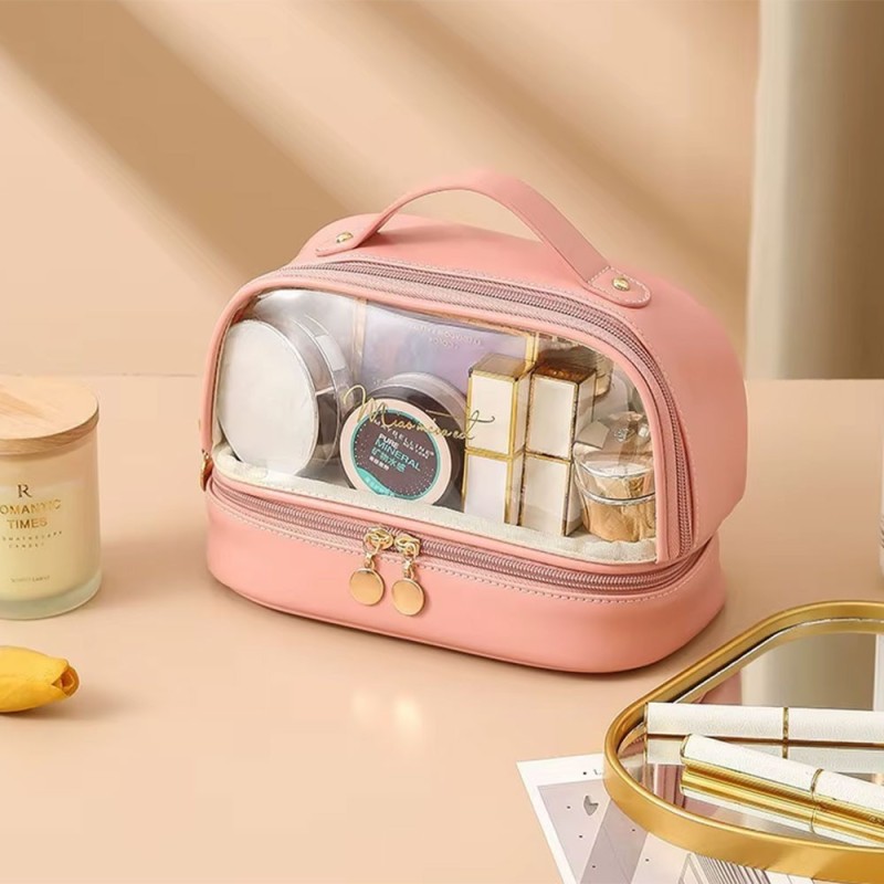 Bolsa Necessaire De Cosméticos Viagem Duplo Compartimento Com Alça