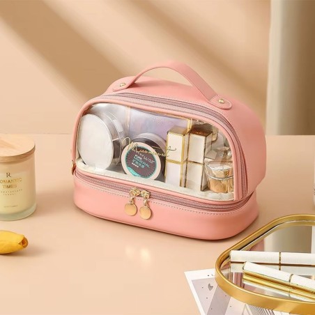 Bolsa Necessaire De Cosméticos Viagem Duplo Compartimento Com Alça