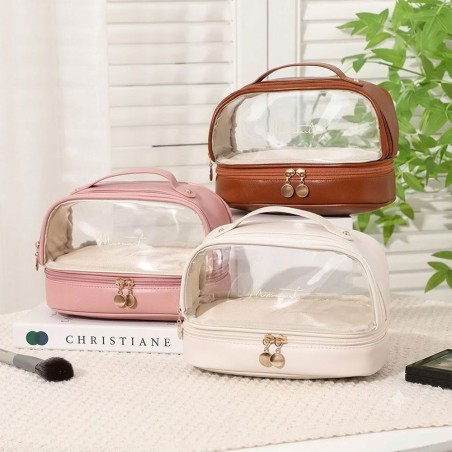 Bolsa Necessaire De Cosméticos Viagem Duplo Compartimento Com Alça