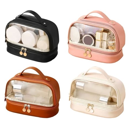 Bolsa Necessaire De Cosméticos Viagem Duplo Compartimento Com Alça 2