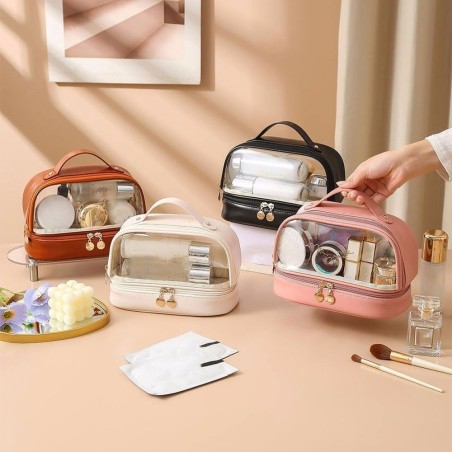 Bolsa Necessaire De Cosméticos Viagem Duplo Compartimento Com Alça