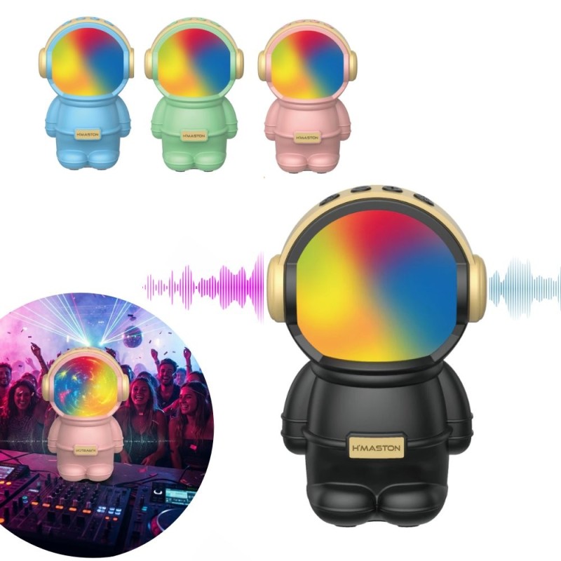Caixa De Som Bluetooth Astronauta Potente Led Premium