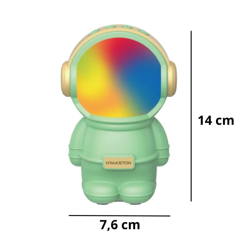 Caixa De Som Bluetooth Astronauta Potente Led Premium