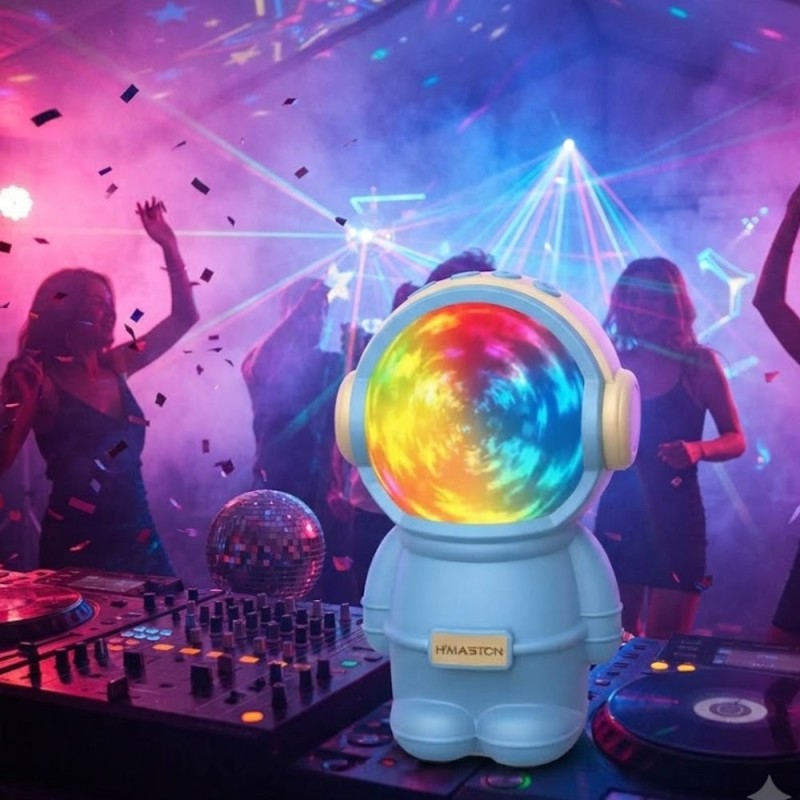 Caixa De Som Bluetooth Astronauta Potente Led Premium