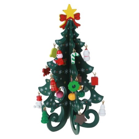 Mini Arvore De Natal Mesa Escritório Decoração Desmontavel Em Madeira
