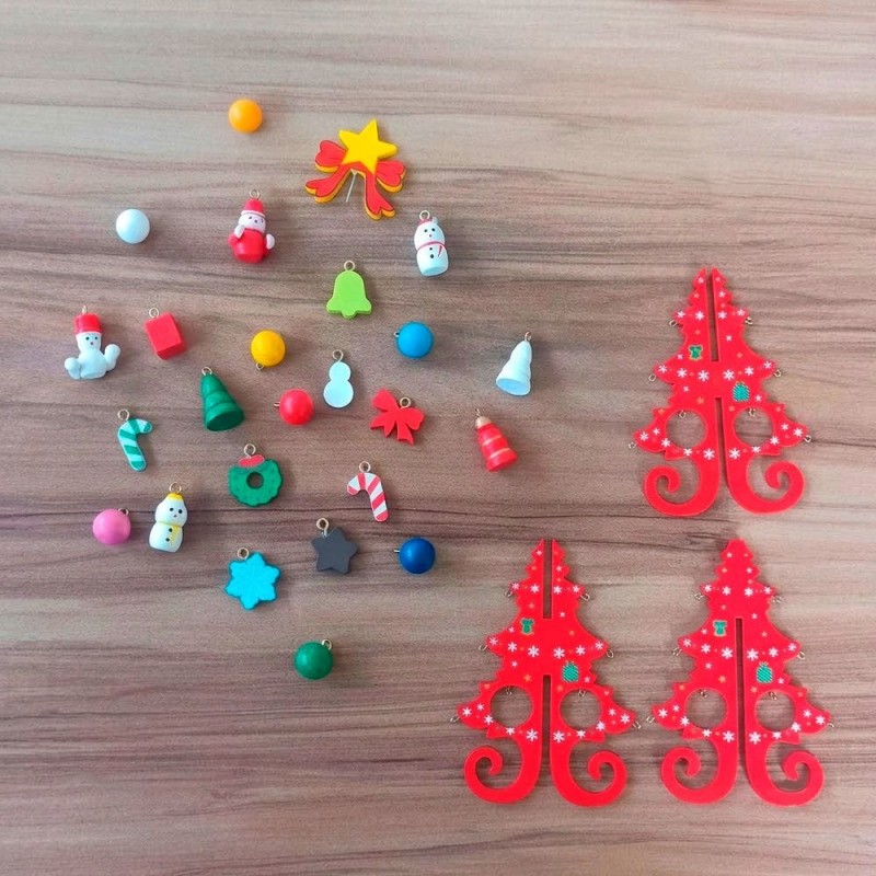Mini Arvore De Natal Mesa Escritório Decoração Desmontavel Em Madeira