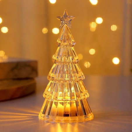 Mini Arvore De Natal LED Decoração De Mesa Escritorio Em Acrilico