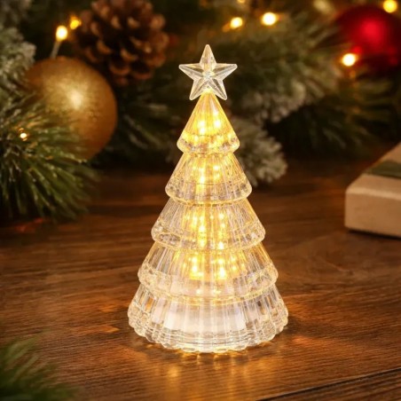 Mini Arvore De Natal LED Decoração De Mesa Escritorio Em Acrilico