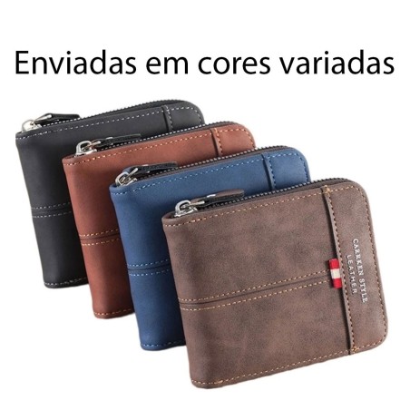 Carteira Retro Masculina Elegante Com Fechamento Em Zíper 2