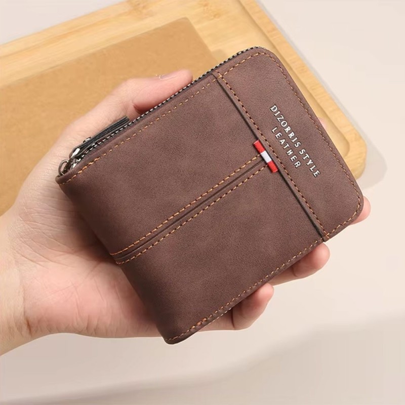Carteira Retro Masculina Elegante Com Fechamento Em Zíper