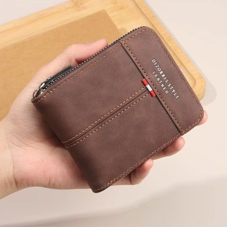 Carteira Retro Masculina Elegante Com Fechamento Em Zíper