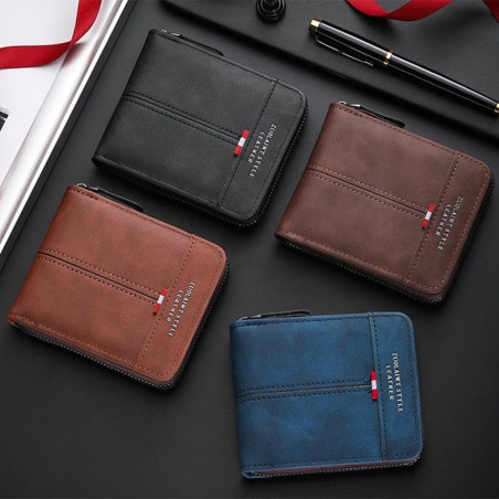 Carteira Retro Masculina Elegante Com Fechamento Em Zíper