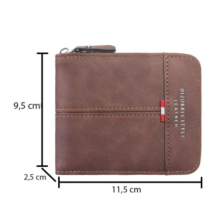 Carteira Retro Masculina Elegante Com Fechamento Em Zíper